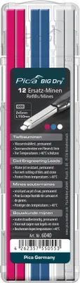 Produktbild von Pica BIG Dry 12 x Ersatzminen Tiefbau Pink Blau Weiß