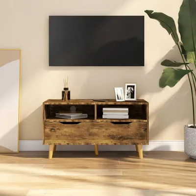 Produktbild von TV-Schrank - TV-Lowboard - Räuchereiche 90x40x48,5 cm Holzwerkstoff - TV-Regal CC13163