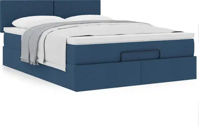 Produktbild von Hochwertig Ottoman-Bett mit Matratze Blau 140x200 cm Stoff 3311386