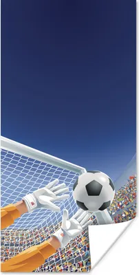 Produktbild von MuchoWow® Poster Eine Illustration eines Torwarts, der den Fußball stoppt - Junge - Mädchen - Kind 60x120 cm - Wandschmuck