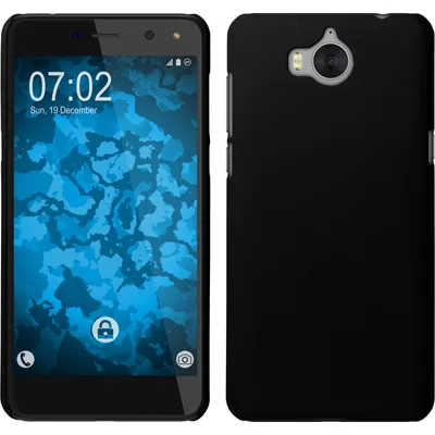 Produktbild von PhoneNatic Case kompatibel mit Huawei Y5 2017 - Hülle schwarz gummiert Hard-case + 2 Schutzfolien