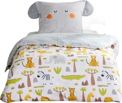 Produktbild von Kinderbettwäsche 140x200 cm LAZY MORNING, Baumwolle, Kissenbezug mit Ohren