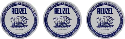 Produktbild von Reuzel Clay Matte Pomade, mattes Finish, flexibler Halt, auf Wasserbasis, 3er Pack, 340 g