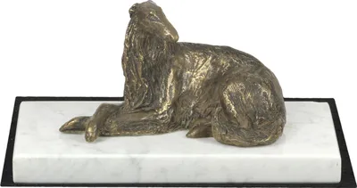 Obrázok produktu pre Barzoj, ruský lovecký chrt, Barzaia I – socha psa, figúrka z bieleho mramoru, trofej pre výstavu psov Art-Dog
