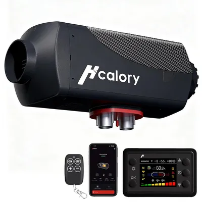 Obrázok produktu pre HcaloryAir Diesel Heater 12V 5KW Air Diesel Parking Heater Ohrievač vzduchu 0,12-0,45L/H Diesel Heater s LCD displejom a diaľkovým ovládaním & Bluetooth App Black