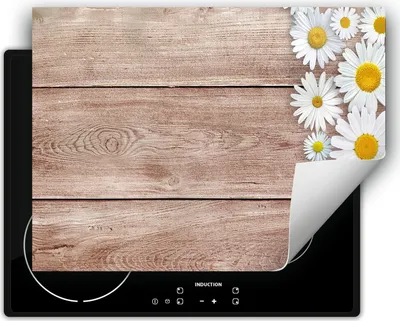 Produktbild von DarHaus Herdabdeckplatte 80x52 cm Anti Rutsch Matte Aufrollbar, Holz - Blume