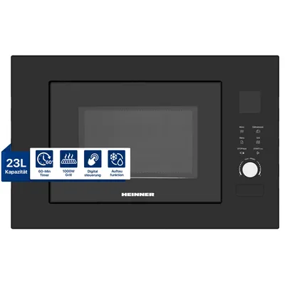Obrázek produktu pro Heinner HMW-BI2360BK, Vestavěné, Mikrovlnná trouba s grilem, 23 l, 800 W, Vestavěný displej, LED