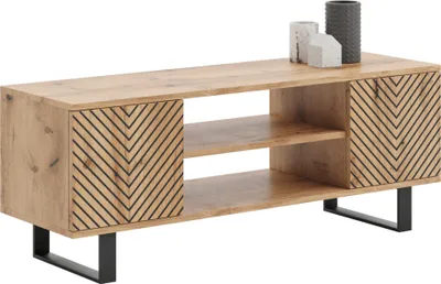 Image de Focus loft armoire RTV 135 cm -Reproduction chevron - chêne artisanal