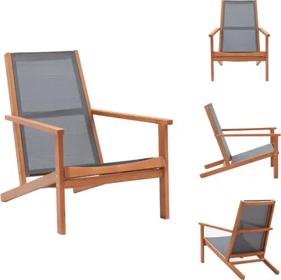 Produktbild von vidaXL Garten-Loungestuhl Grau Eukalyptus Massivholz und Textilene -  Gartenstühle