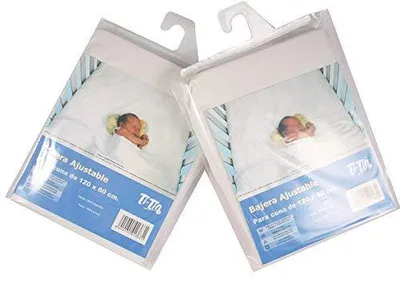 Imagen del producto de Juego de 2 sábanas bajeras para cuna, 100% algodón, 70 x 140 cm, ajustables con elástico, color blanco, para