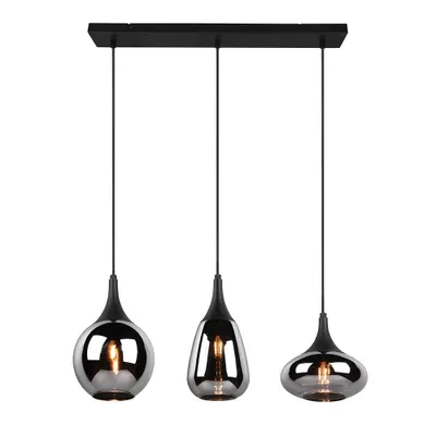 Produktbild von Hängeleuchte, Metall schwarz, Glas chrom bedampft, H 150 cm