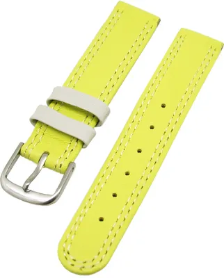 Produktbild von Uhrenarmband Kinder Kalbleder Limette mit beiger Naht 16mm Dornschließe