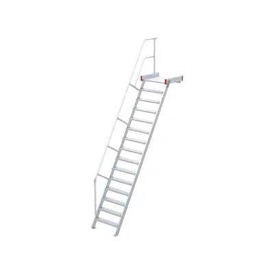 Produktbild von Euroline 511 Podesttreppe 60° 800mm Stufenbreite 15 Stufen Alu gerieft
