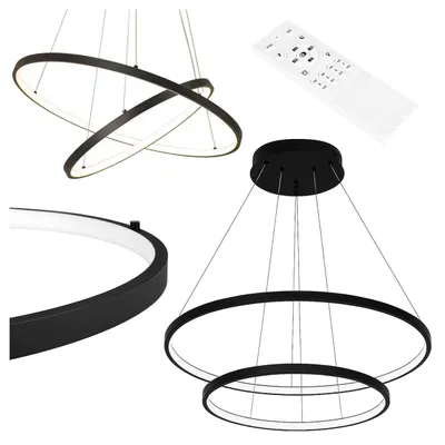 Produktbild von MasterLED Pendelleuchte 2-fach Ring 60cm Schwarz, Design Hängelampe 8000lm für Loft & Esszimmer