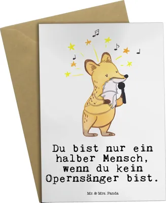 Produktbild von Mr. & Mrs. Panda Grußkarte Opernsänger Herz - Weiß - Geschenk, osterkarte, glückwunschkarten, hochzeitskarten, Grußkarten, weihnachtskarten, einladungskarten