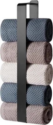 Productafbeelding van Handdoekhouder zonder boren, zwart, 42 cm | Zelfklevende gastenhanddoekhouder, roestvrij staal, wandmontage, badhanddoekhouder voor badk