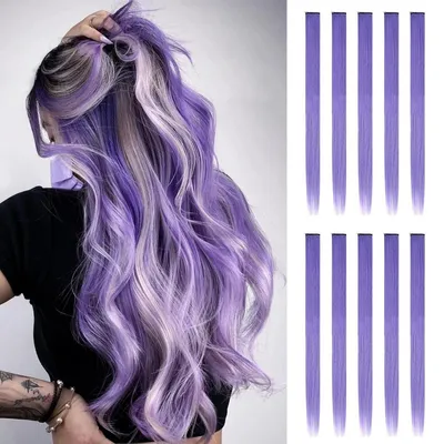 Produktbild von Haarverlängerung Clip-in Synthetik Violett 10 Stück 55cm