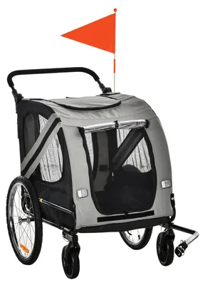 Obrázek produktu pro Přívěs na kolo pro psy - Košík na kolo pro psy - Přepravka pro psy - Košík na kolo pro domácí zvířata - Kočárek pro psy - Design 2 v 1