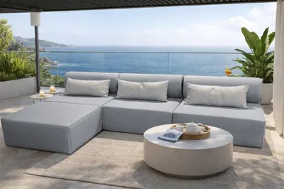 Produktbild von TRADA Gartensofa lounge set Bali M Grau Wasserabweisend Stoff Modern Design Ecksofa