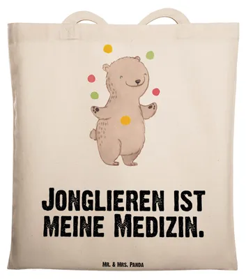 Produktbild von Mr. & Mrs. Panda Einkaufstasche Bär Jonglieren - Transparent - Geschenk, Zirkus, Artistik, Tasche, Tragetasche, Jongleur, Jutebeutel, Laptoptasche, baumwoll shopper