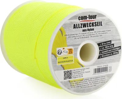 Produktbild von COM-FOUR® Paracord Schnur Ø 4mm, 100m - Seil mit 6 Kern Strängen für Boot, Camping, Outdoor - Nylonseil mit 250kg Tragkraft - Zeltseil, Abspannseil, Allzweckseil