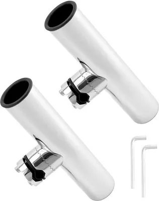Produktbild von 2er-Satz anpassbare Angelstützen - Edelstahl 304 - klickt fest auf Schienen von 19 mm bis 25 mm - für das Angeln auf Jachten