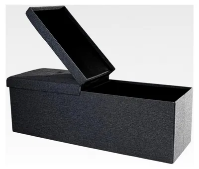Produktbild von Sitzbank mit Stauraum, faltbarer Sitzhocker, belastbar bis 300 kg, klappbarer Deckel, Sitztruhe für Wohnzimmer, Flur, Schlafzimmer, 114x38x38 cm, Dunkelgrau