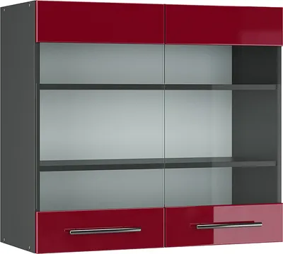 Produktbild von Vicco Küchenglasschrank Fame-Line, 80 cm, Bordeaux Hochglanz/Anthrazit