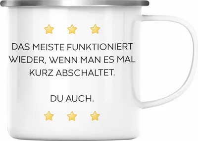 Produktbild von Trendation - Lustige Emaille Tasse mit Spruch für Frauen Männer Arbeit Büro Lustig Emaille Tassen Becher mit Sprüchen Kollegin Geschenk Sarkasmus Müde (Silber)