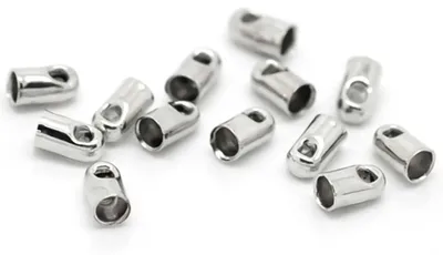 1000 Endkappen 4 x 2 mm silbern, zum Einkleben für 1,5 mm Band oder Draht