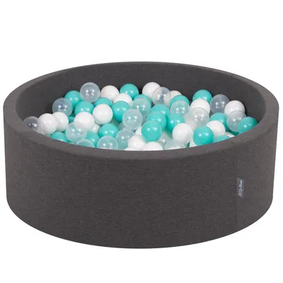 Produktbild von KiddyMoon Bällebad Rund 90x30cm 200 Bälle ∅7cm Rund Bällepool Mit Bunten Bällen - Für Babys und Kinder - Babyspielzeug - Für baby zimmer - Dunkelgrau