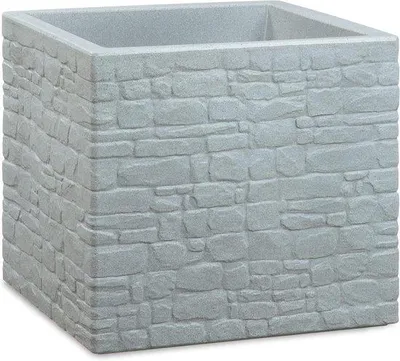 Immagine prodotto di Vaso quadrato da 30 cm, colore grigio - Realizzato in plastica riciclata per uso esterno