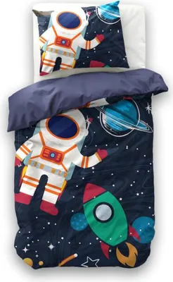 Imagen del producto de Juego de sábanas "Little Monster Space Man 2", color azul, 140 x 200/220 cm