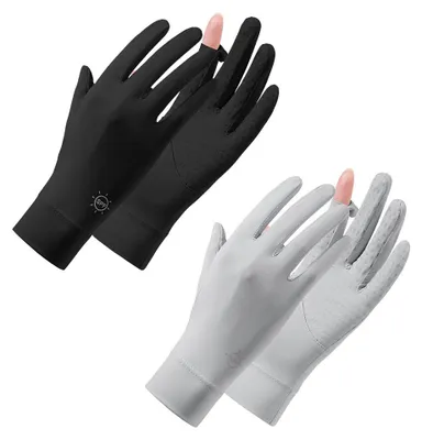Produktbild von 2 Paar Sonnenschutzhandschuhe für Damen, atmungsaktive, fingerlose Sommerhandschuhe zum Reiten im Freien mit rutschfester Naht