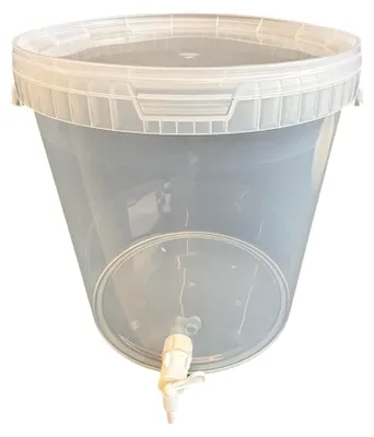 Produktbild von SILPLAST Gärbehälter 33L mit Ablaufhahn Deckel lebensmittelecht Bier- und Weinherstellung Eimer Transparent