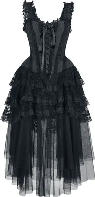 Produktbild von Gothicana by EMP Damen schwarzes mittellanges Gothic Kleid mit Korsage XXL