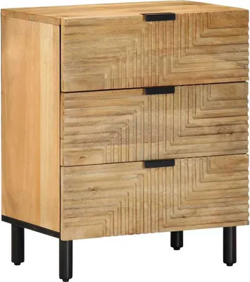 Imagen del producto de Mesita de noche madera maciza de mango 50x33x60 cm marrón