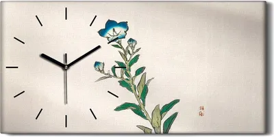 Produktbild von Wanduhr Uhr Wandbild Leinwand 60x30 Malerei Asiatische Blumen Pflanzen Kunst - schwarze Hände