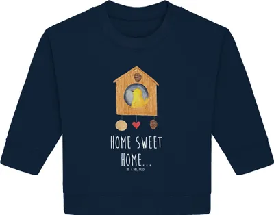 Produktbild von Mr. & Mrs. Panda Organic Baby Pullover Vogelhaus Home 24. - 36. Monat - French Navy - Geschenk, Bullover, Einzug, Umzug, Lustige Sprüche, Haus, Vogel