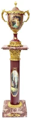 Immagine prodotto di Casa Padrino Colonna barocca con vaso rosso Bordeaux / multicolore / oro - Magnifica decorazione in stile barocco