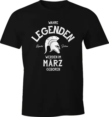 Produktbild von Herren Geburtstags T-Shirt Legenden werden im [Wunschmonat] geboren Geburtstagsgeschenk Moonworks® März schwarz S