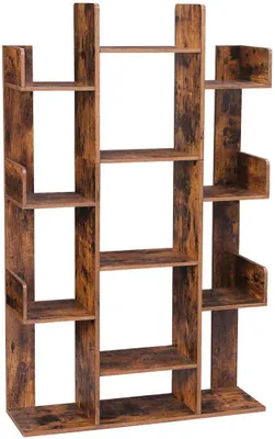 Obrázok produktu pre Knižnica v tvare stromu: 13 políc, 86x25x140cm, rustikálna hnedá
