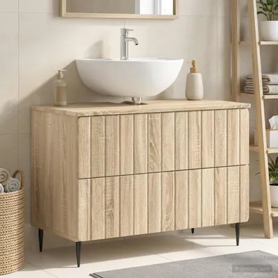 Image de Maison Exclusive - Meuble sous-vasque ZWOLLE, chêne Sonoma, 82 x 41 x 58,5 cm