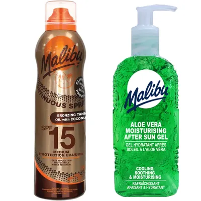 Obrázok produktu pre Malibu Oil SPF15 Kokosový olej 175ml + Aloe gél po opaľovaní 200ml