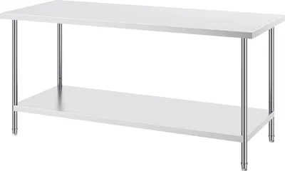 Zdjęcie produktu dla Stół przygotowawczy ze stali nierdzewnej SucceBuy 30 x 72 x 34 cale, nośność 920 funtów, solidny metalowy stół roboczy z 3 regulowanymi poziomami wysokości, komercyjne stanowisko robocze do kuchni, garażu, restauracji