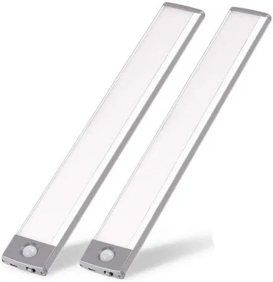 Image de Lampe LED avec détecteur de mouvement - Lampe LED à encastrer pour la cuisine - Rechargeable - Lot de 2 - Sans fil - Pour cabines de douche, placards et armoires