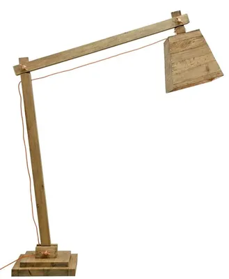 Produktbild von Casa Padrino Kiefernholz Stehleuchte Naturfarben 190 x 52 x H. 220 cm - Luxus Stehlampe mit orangefarbenem Kabel