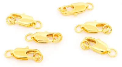 Produktbild von Vintageparts 6 Messing Karabinerverschlüsse goldfarben 10mm