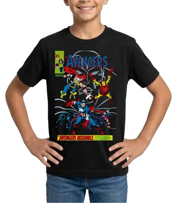 Produktbild von Spreadshirt Avengers Comic Superhelden Assemble Teenager T-Shirt, 152/164 (12-14 Jahre), Schwarz