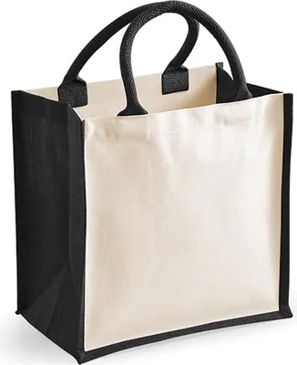 Immagine prodotto di Westford Mill W421 | Printers' Midi Jute Bag 30 x 30 x 19 cm - Colore: Nero - Dimensioni: Taglia unica